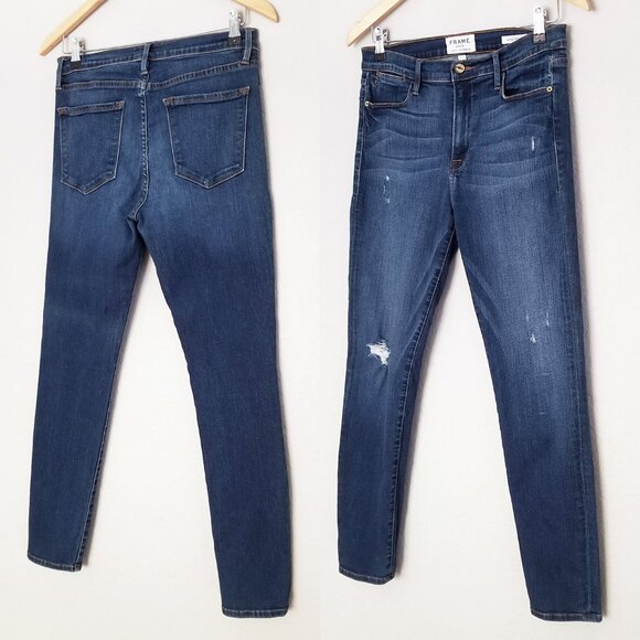 Frame Le High Distressed Skinny Church Street Jeans Women’s 30 Stretchy $210 - Picture 2 of 14